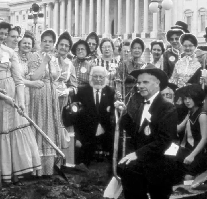 Historical photo of a tree planting event